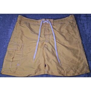 Merona Swim Men's XL 40/42 Trunks Board Shorts Yellow Pre-Owned‎